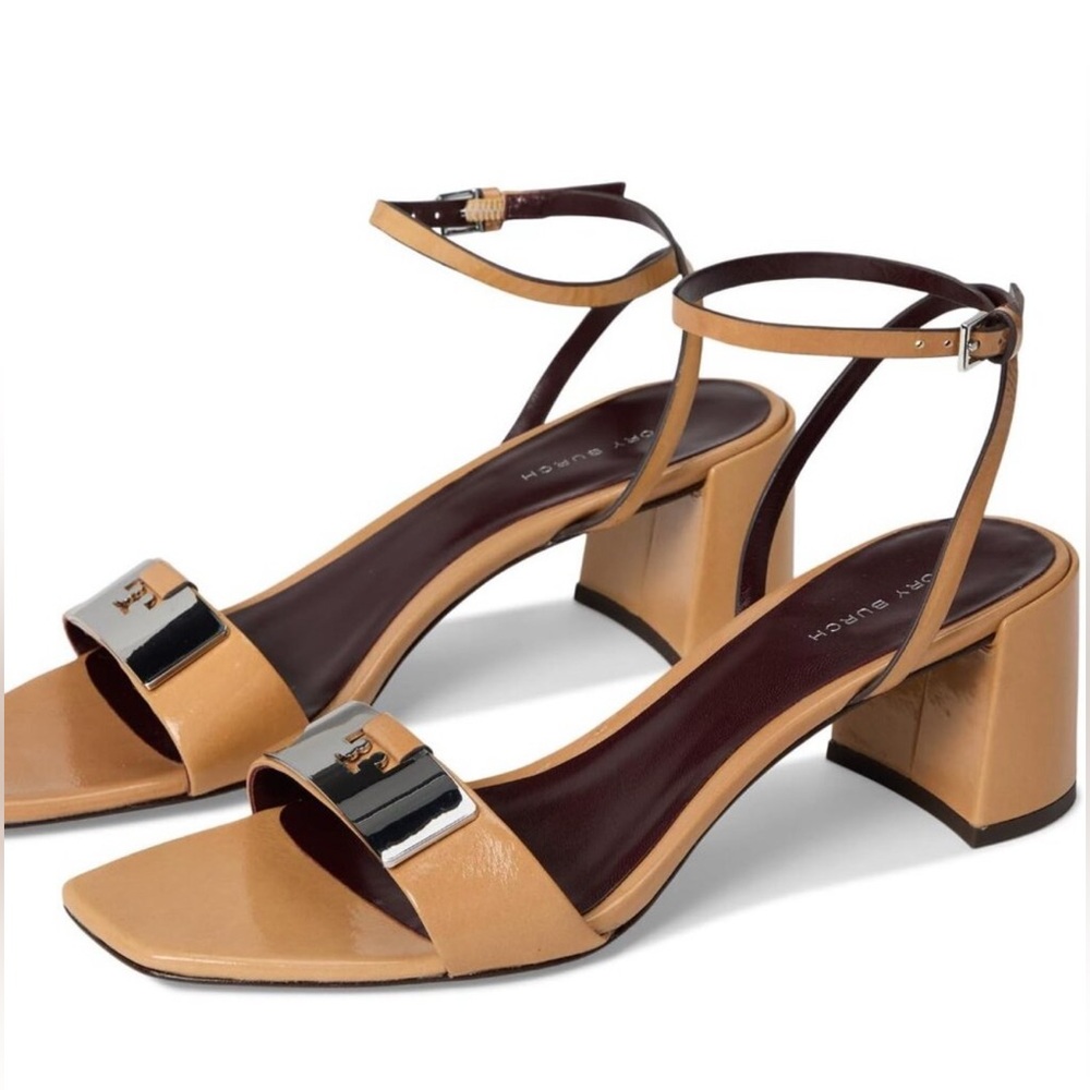 Tory Burch $400 Gigi Sandal 55Mm Cantucci/Silver Sz 6!